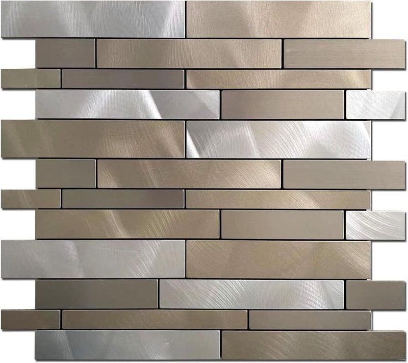 weimeisc 10 Sheets Peel and Stick Backsplash Tile for Kitchen, Self-Adhesive Mosaic Tile, Stick on Bathroom Vanities，Fireplace Décor, Laundry Table(11.25" X 12.7") (Light Brown) - Image 1